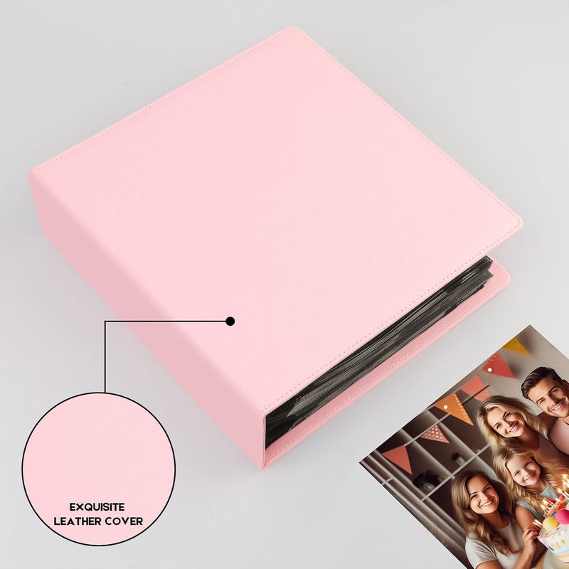 Aevdor 8x10 Photo Album 168 Pockets Holds 168 Photos, Large Capacity Leather Cover Family Wedding Baby Photo Book for 8 x 10 Pictures, Photo Album 8x10 with Black Inner Pages (Pink) - Image 4